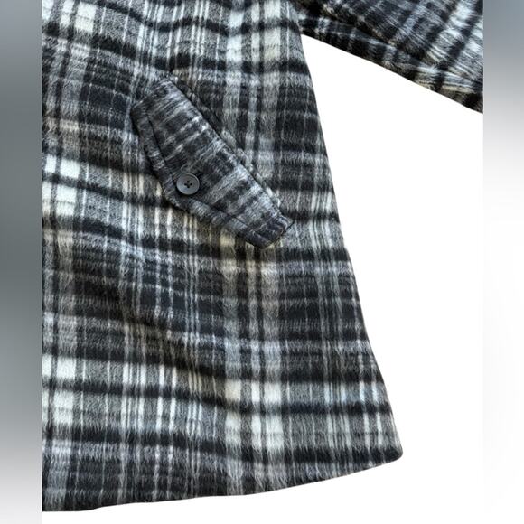 Free People Black and White Plaid Pea Coat NWT - Picture 4 of 10